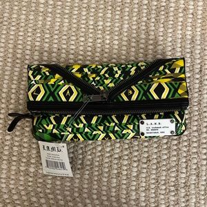 L.A.M.B Houndstooth Zip Fold Over Pouch Clutch